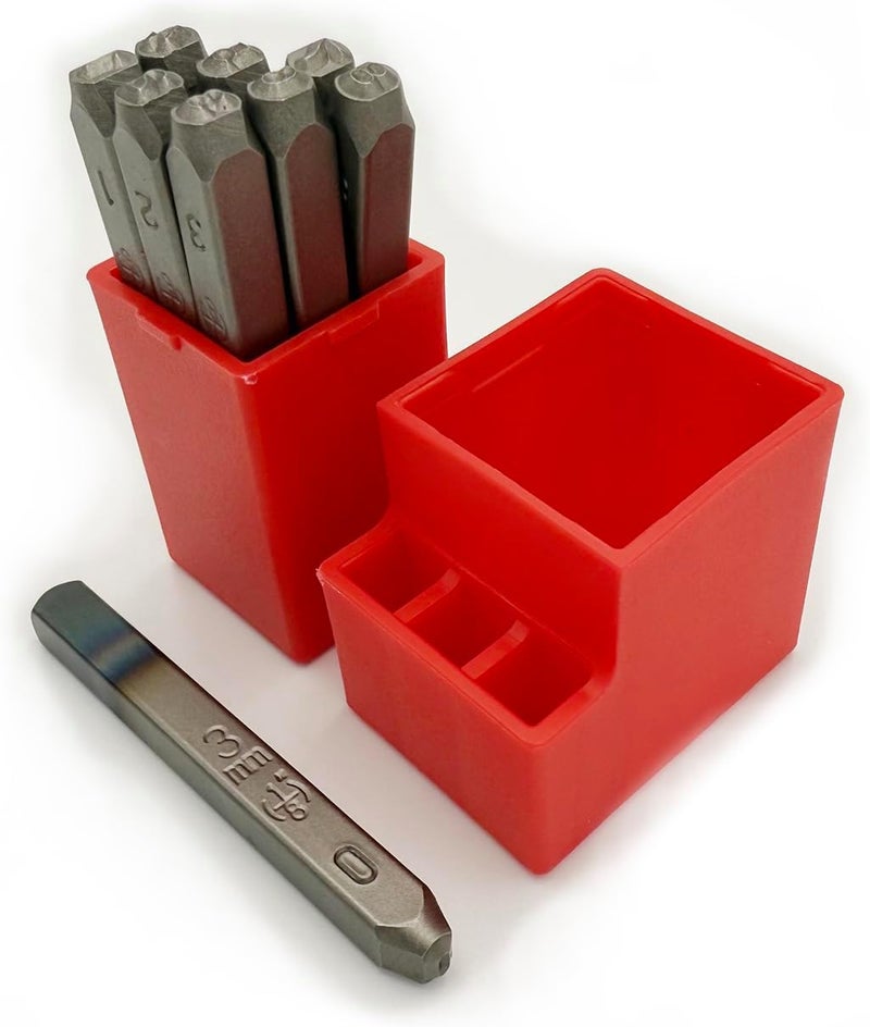 Tonosho 3mm (1/8") Number Metal Stamp Set – Digits 0–9 Only, 10 PCS, Red Storage Case, HRC62 Hardened Steel Punch for Metal, Wood, Leather, Jewelry DIY - Image 1